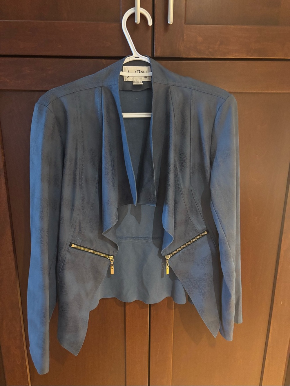 Joseph Ribkoff Blue Draped Zip-Accent Jacket